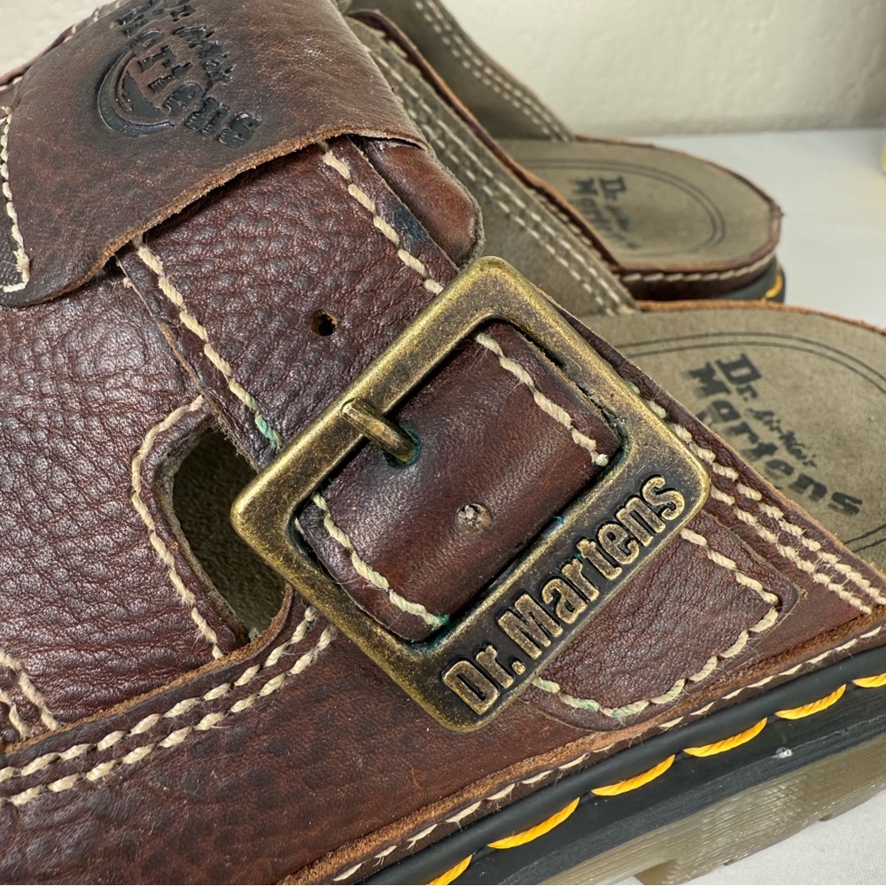 Vintage Dr. Doc Martens 8A59 Fisherman Sandals Chunky Buckle Strap Brown Slides - Picture 7 of 15